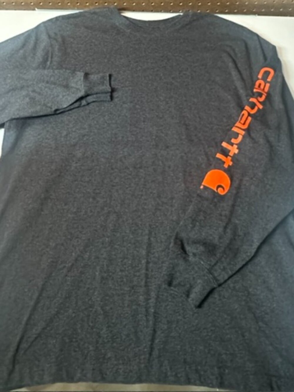 Carhartt Loose Fit Long Sleeve T Shirt Gray Graphic Logo Workwear Men's LARGE